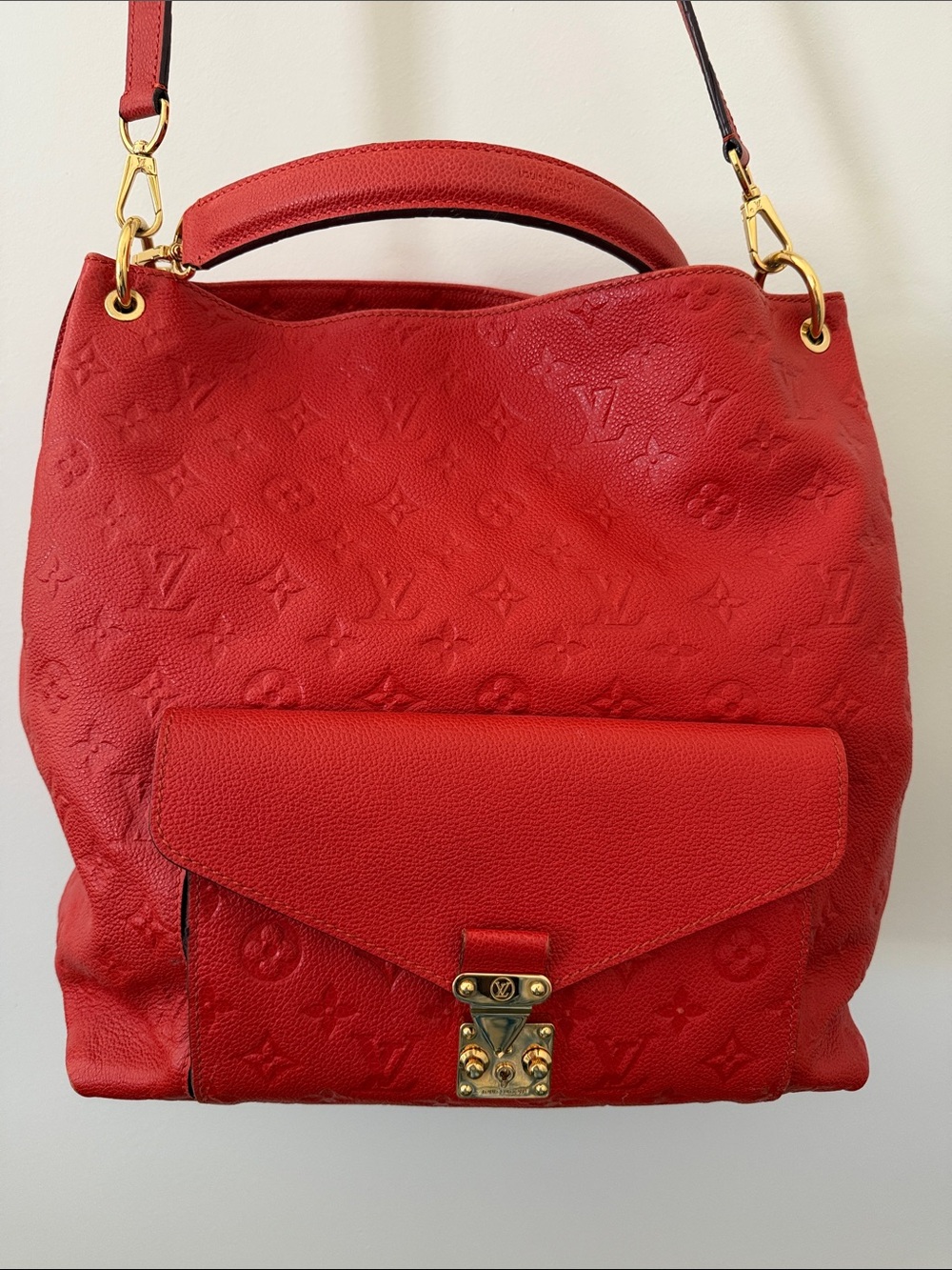 Louis Vuitton Embossed Monogram Shoulder Bag with Gold Hardware
